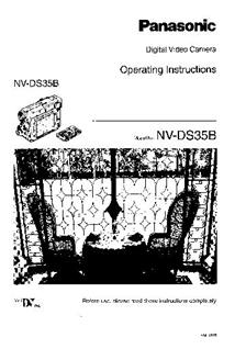 Panasonic NV DS 35 B manual. Camera Instructions.